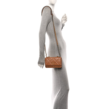 Chanel Lambskin Quilted Chanel 19 Wallet On Chain WOC Brown 2 of 11