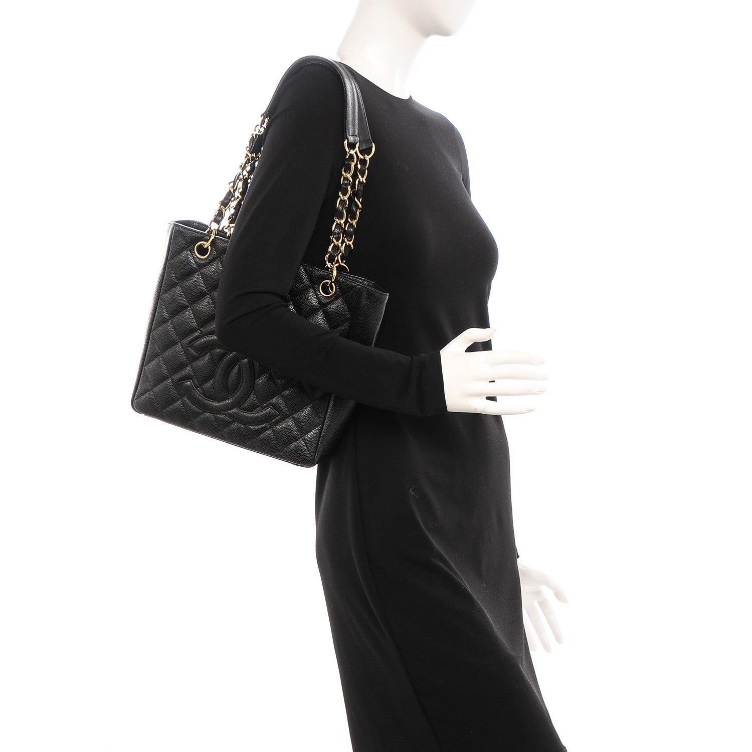 Chanel Caviar Quilted Petit Shopping Tote PST Black 2 of 7