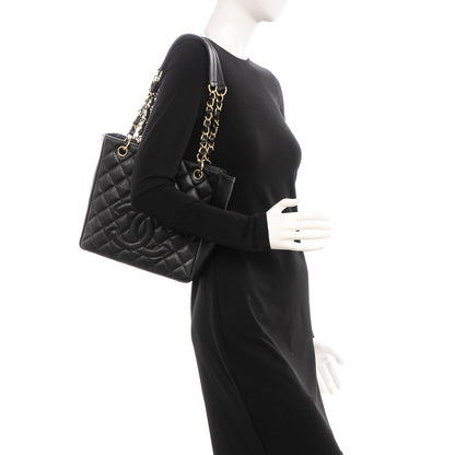 Chanel Caviar Quilted Petit Shopping Tote PST Black 2 of 7