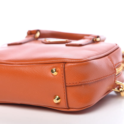 Prada Saffiano Lux Mini Top Handle Crossbody Bag Papaya 10 of 11