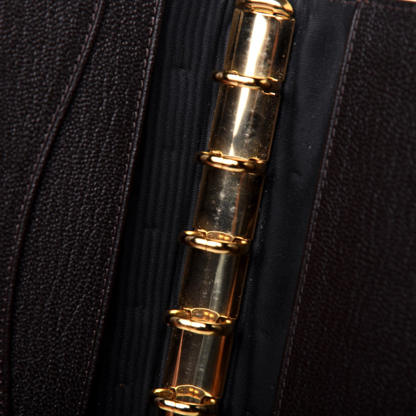 Goatskin Small Ring Agenda Planner Dark Brown
