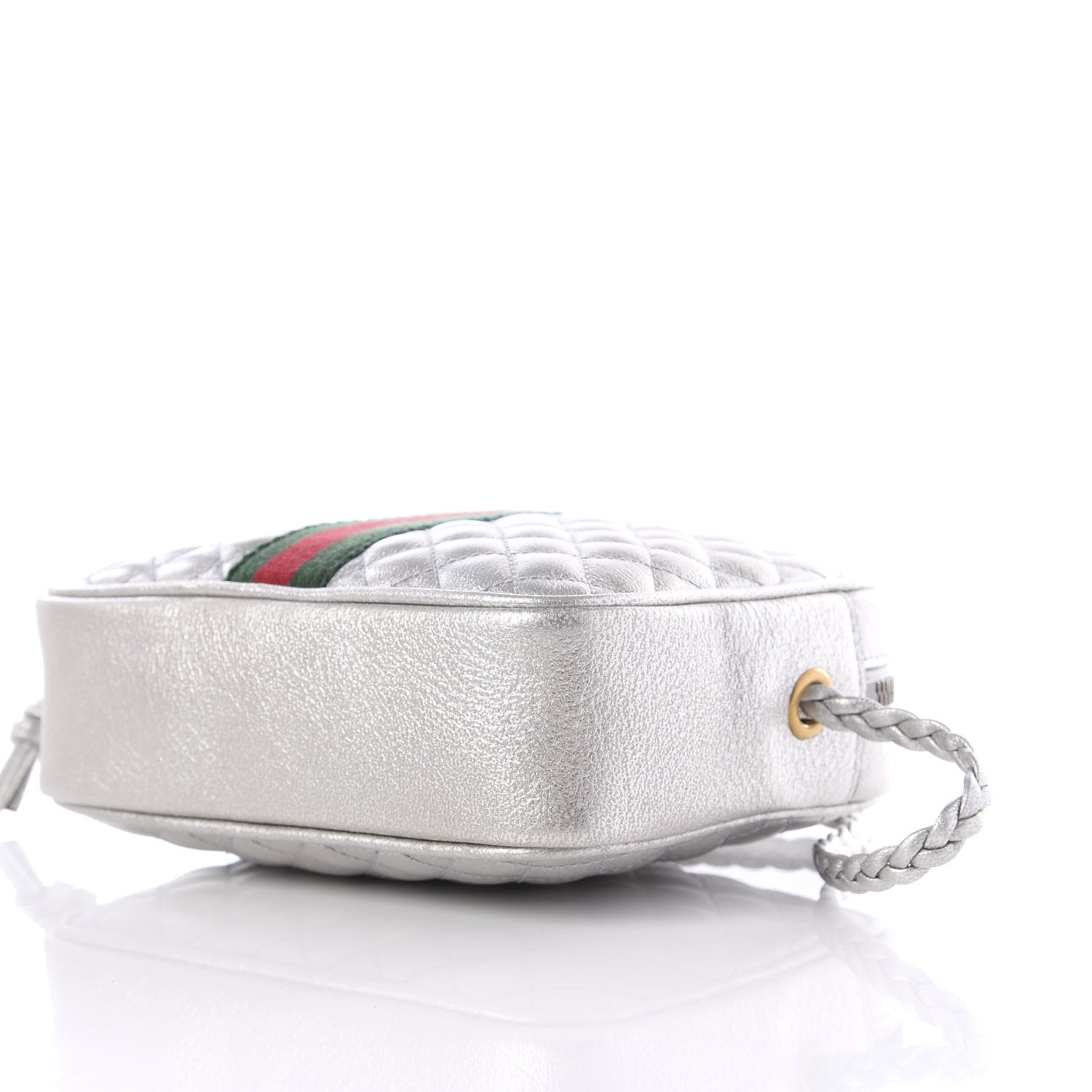Gucci Laminated Nappa Web Trapuntata Mini GG Shoulder Bag Argento 3 of 10