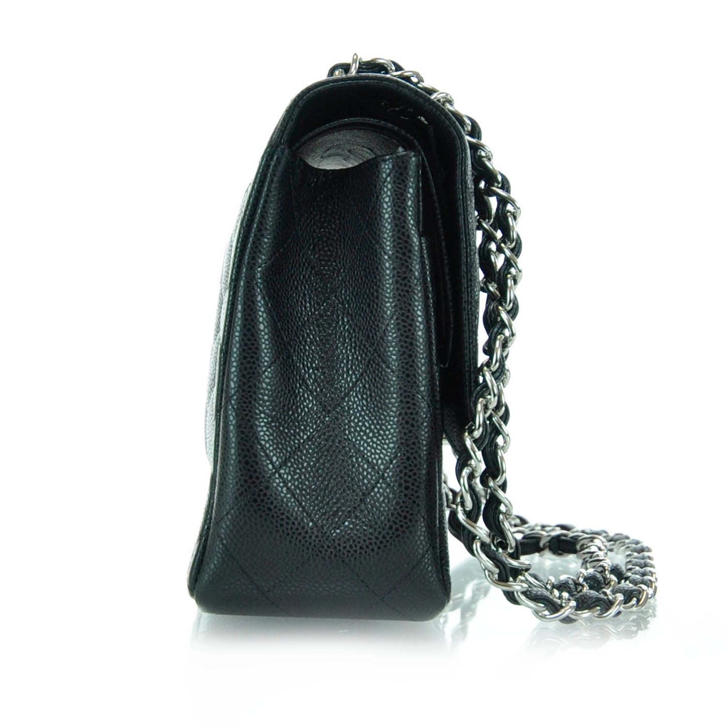 Caviar Quilted Jumbo Double Flap Black