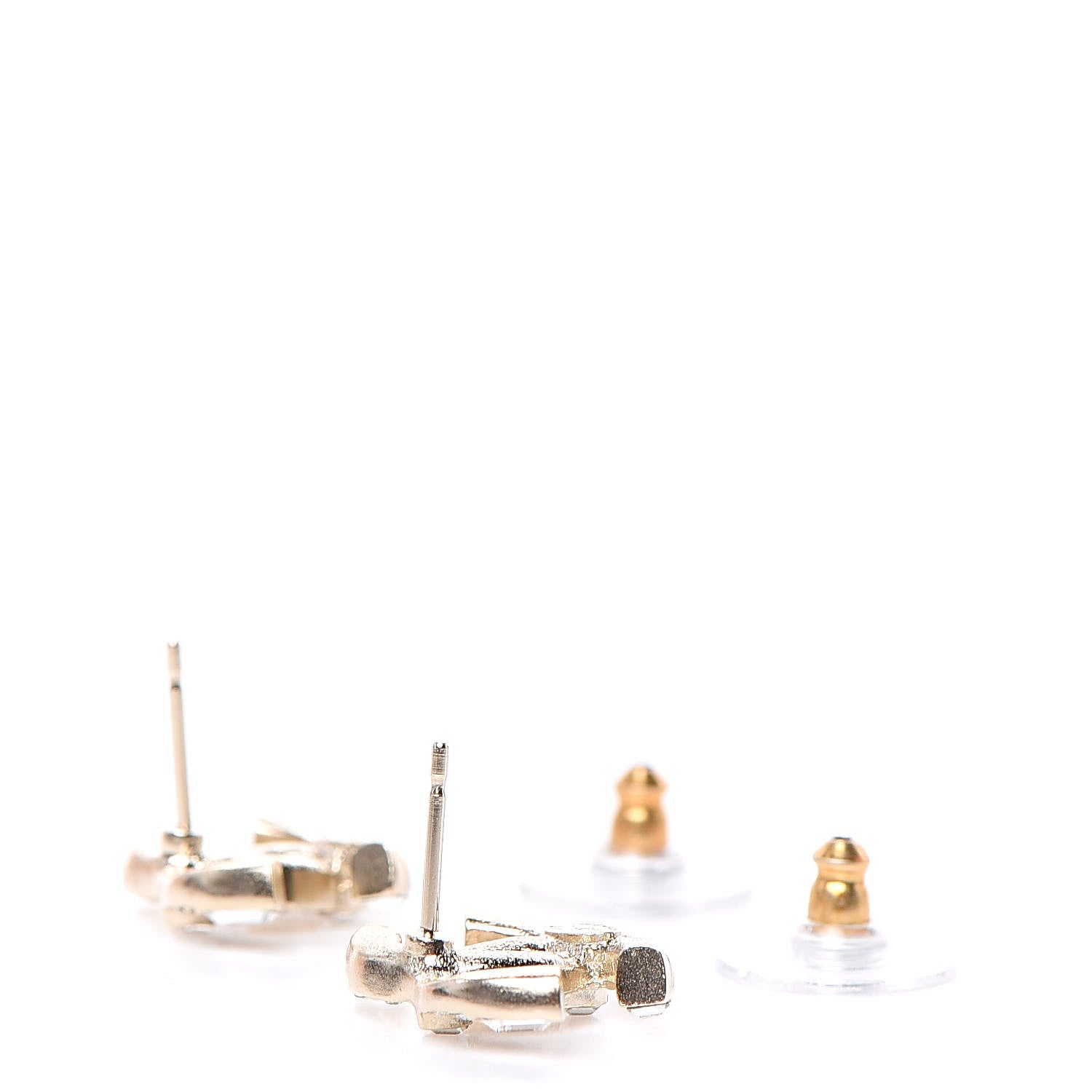Chanel Crystal CC Earrings Gold 4 of 5
