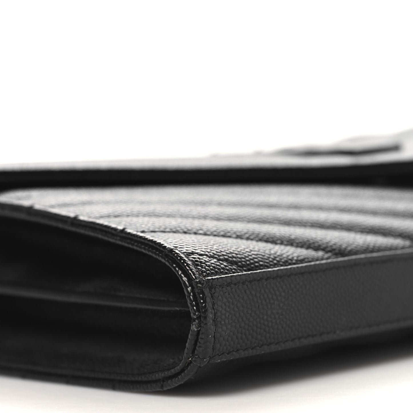 Grain De Poudre Matelasse Chevron Monogram Monochrome Chain Wallet Black