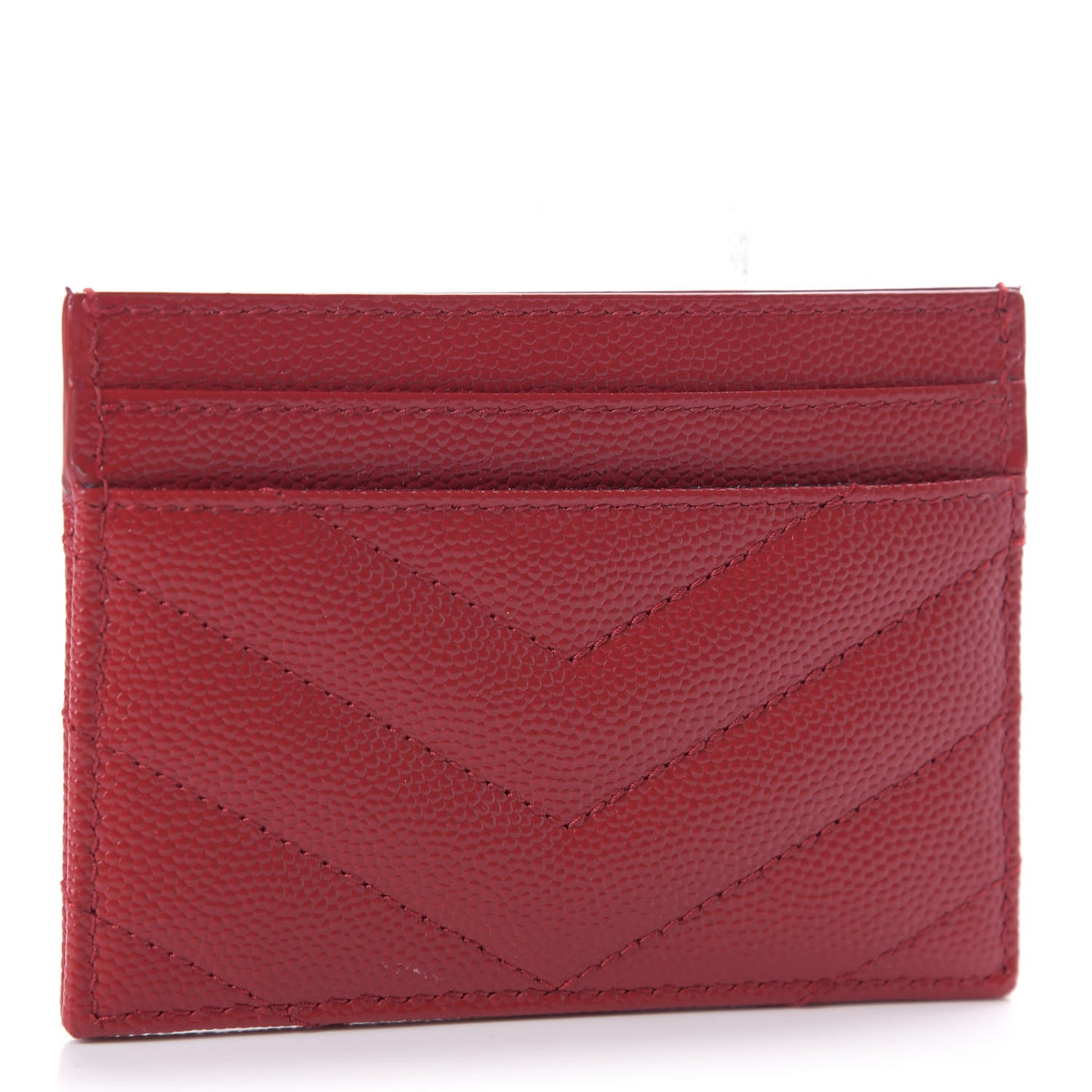 Grain De Poudre Matelasse Chevron Monogram Credit Card Case Rouge Eros