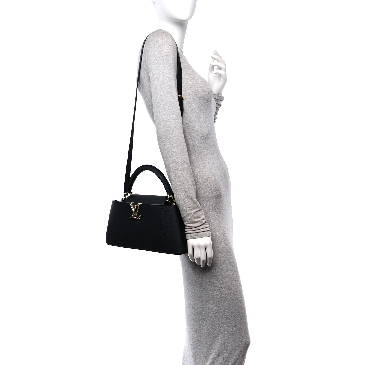 Louis Vuitton Taurillon LV Crush Capucines East West MM Black 2 of 9