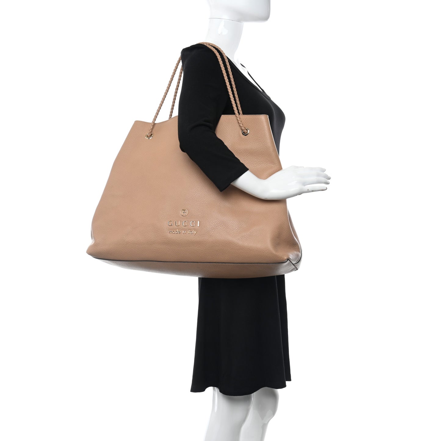 Calfskin Large Gifford Braided Handle Tote Rose Beige