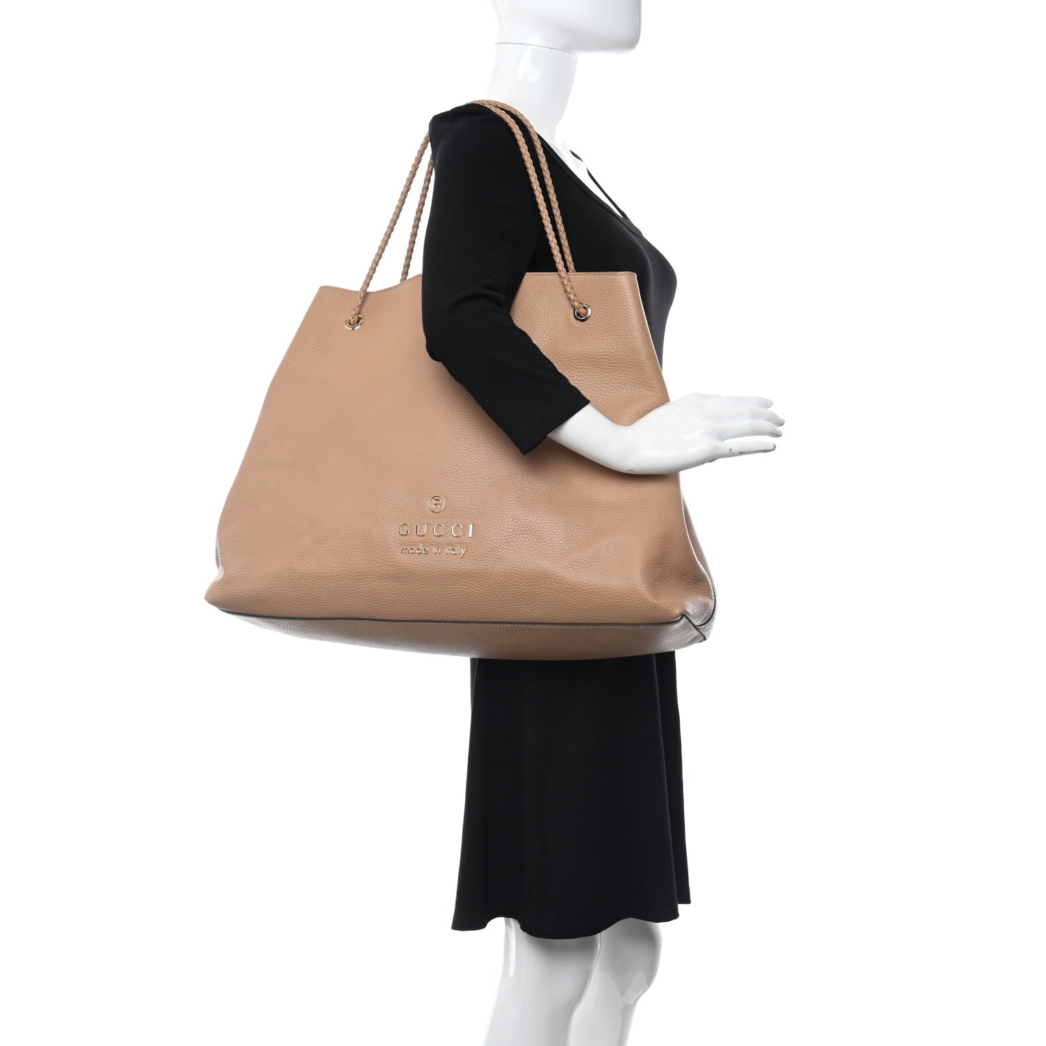 Gucci Calfskin Large Gifford Braided Handle Tote Rose Beige 2 of 12
