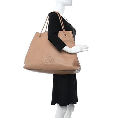 Gucci Calfskin Large Gifford Braided Handle Tote Rose Beige 2 of 12