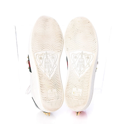 Gucci Calfskin Web Pearl Studded Womens Ace Sneakers 37.5 White 7 of 17