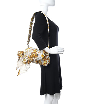Fendi X VERSACE Silk Fendace FF Baroque Quilted Scarf Baguette White Gold 2 of 13
