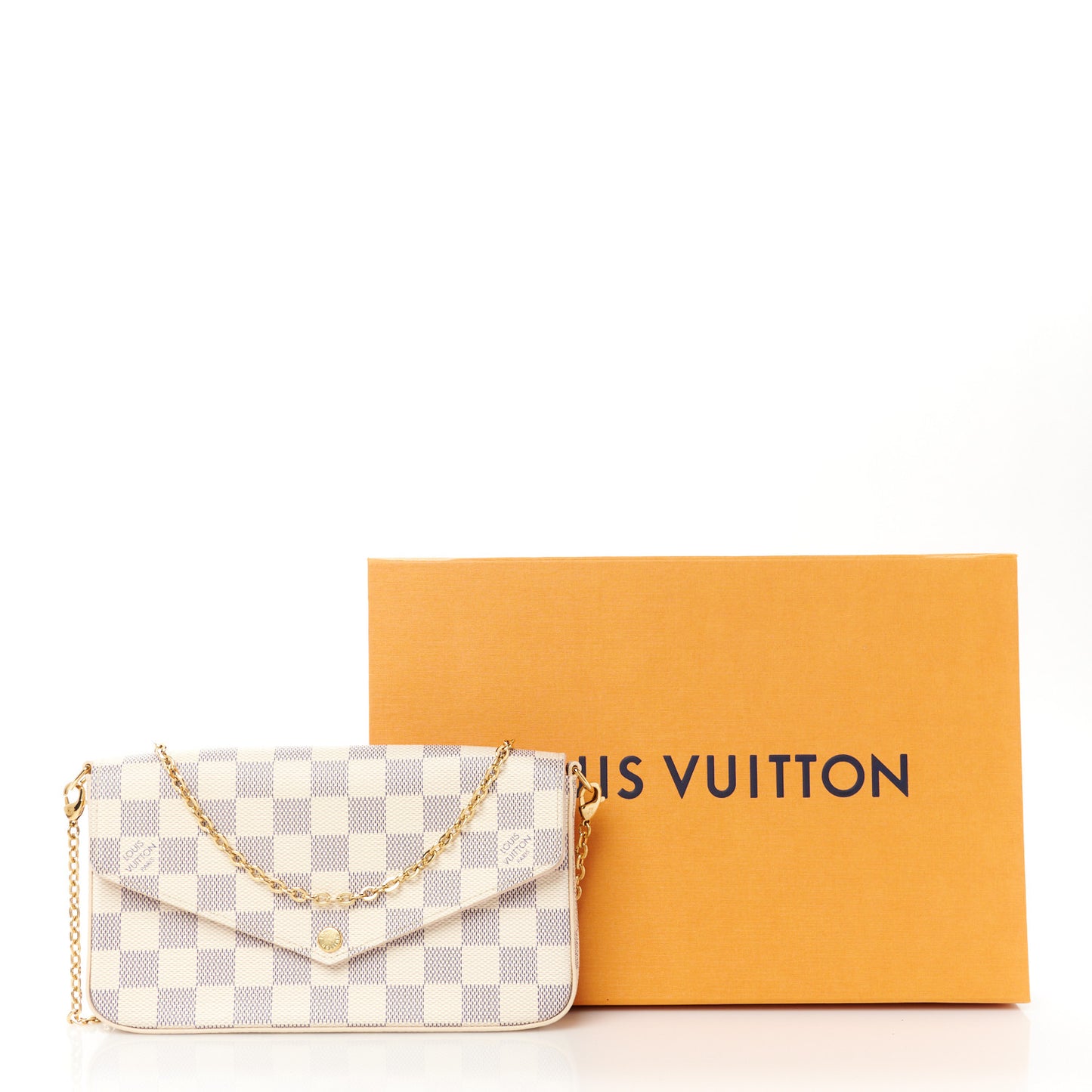 Damier Azur Pochette Felicie Chain Wallet Rose Ballerine