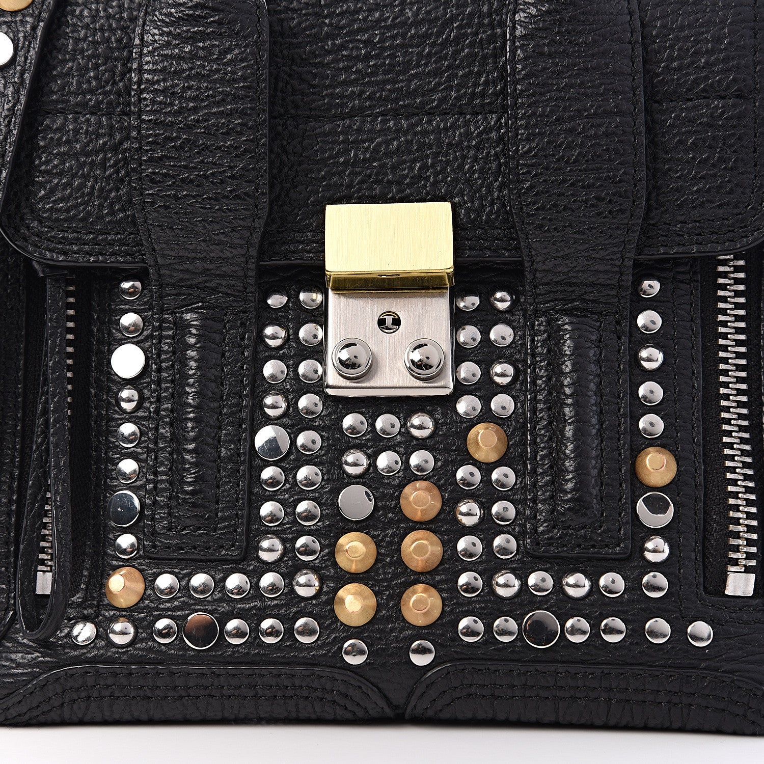 3.1 Phillip Lim 3.1 Textured Calfskin Studded Mini Pashli Satchel Black 8 of 8