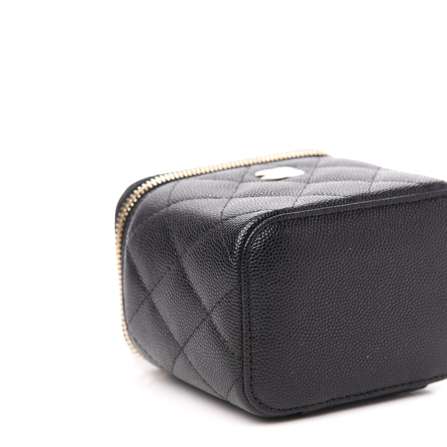 Caviar Quilted Mini Vanity Case With Chain Black