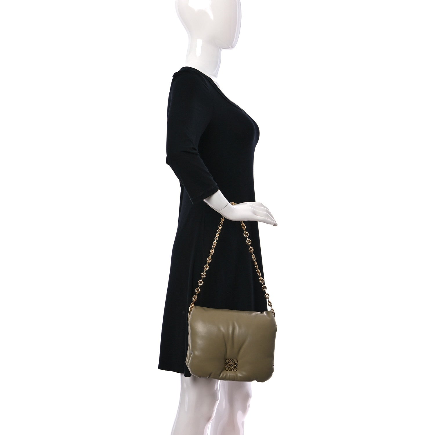 Loewe Lambskin Goya Puffer Bag Dark Green 2 of 11