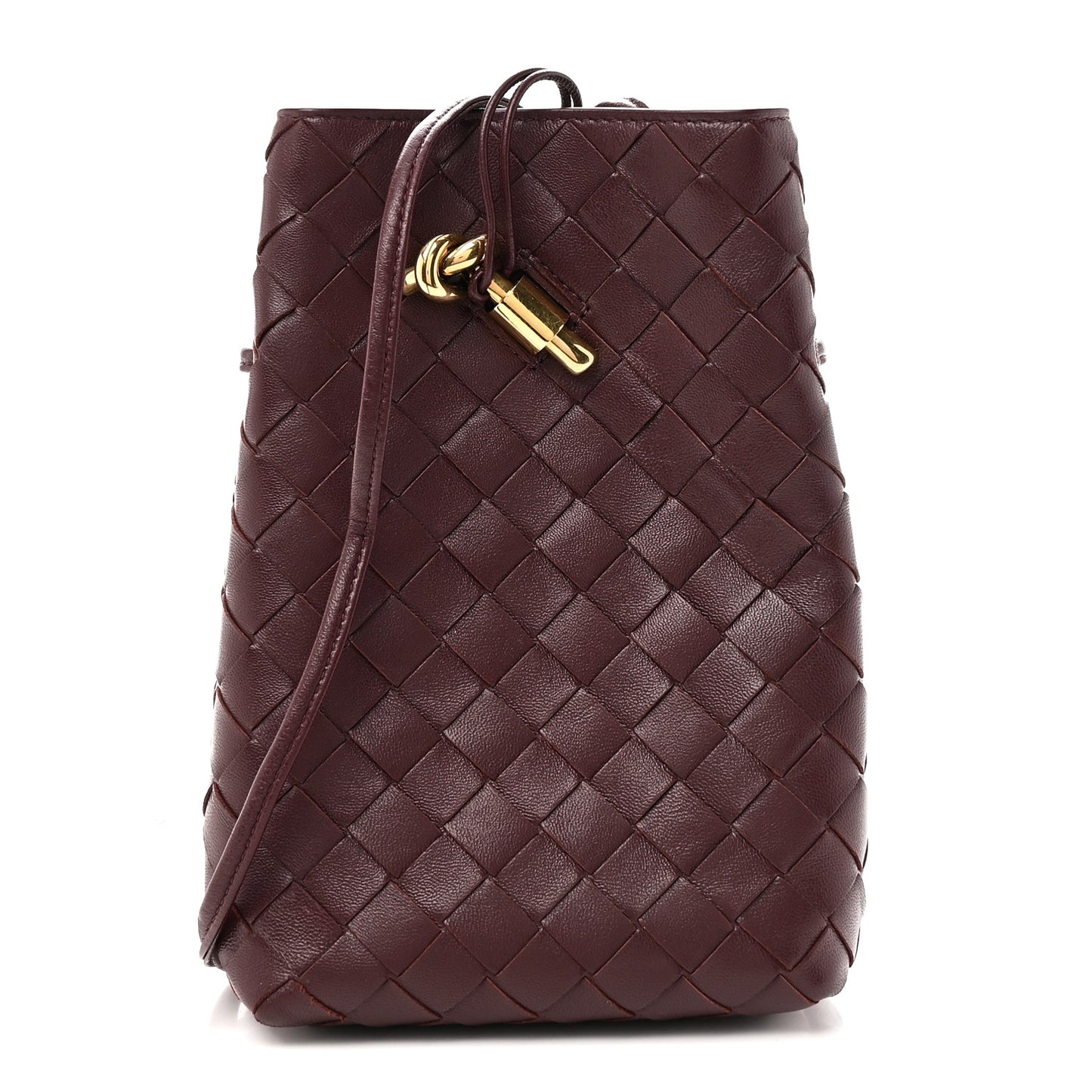 Nappa Intrecciato Andiamo Phone Pouch Deep Mahogany