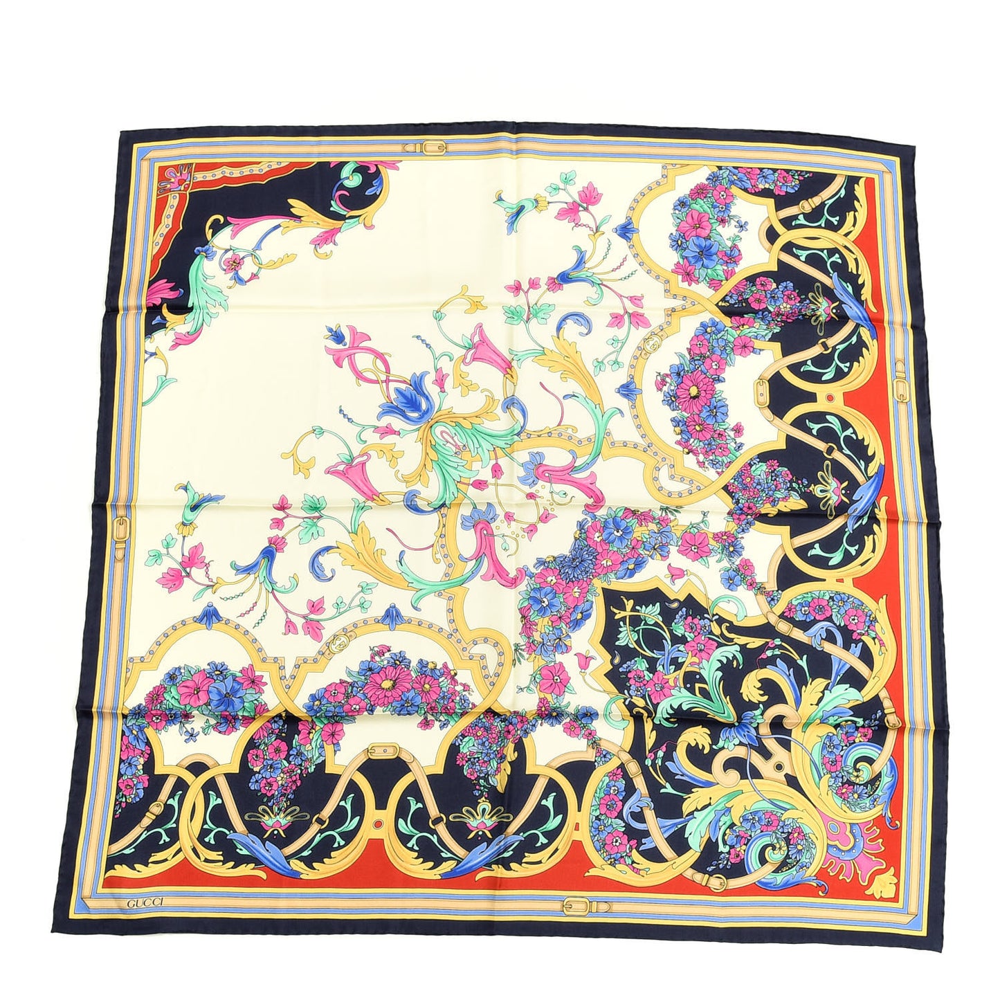 Silk Mirror Heritage Square Scarf Midnight Blue