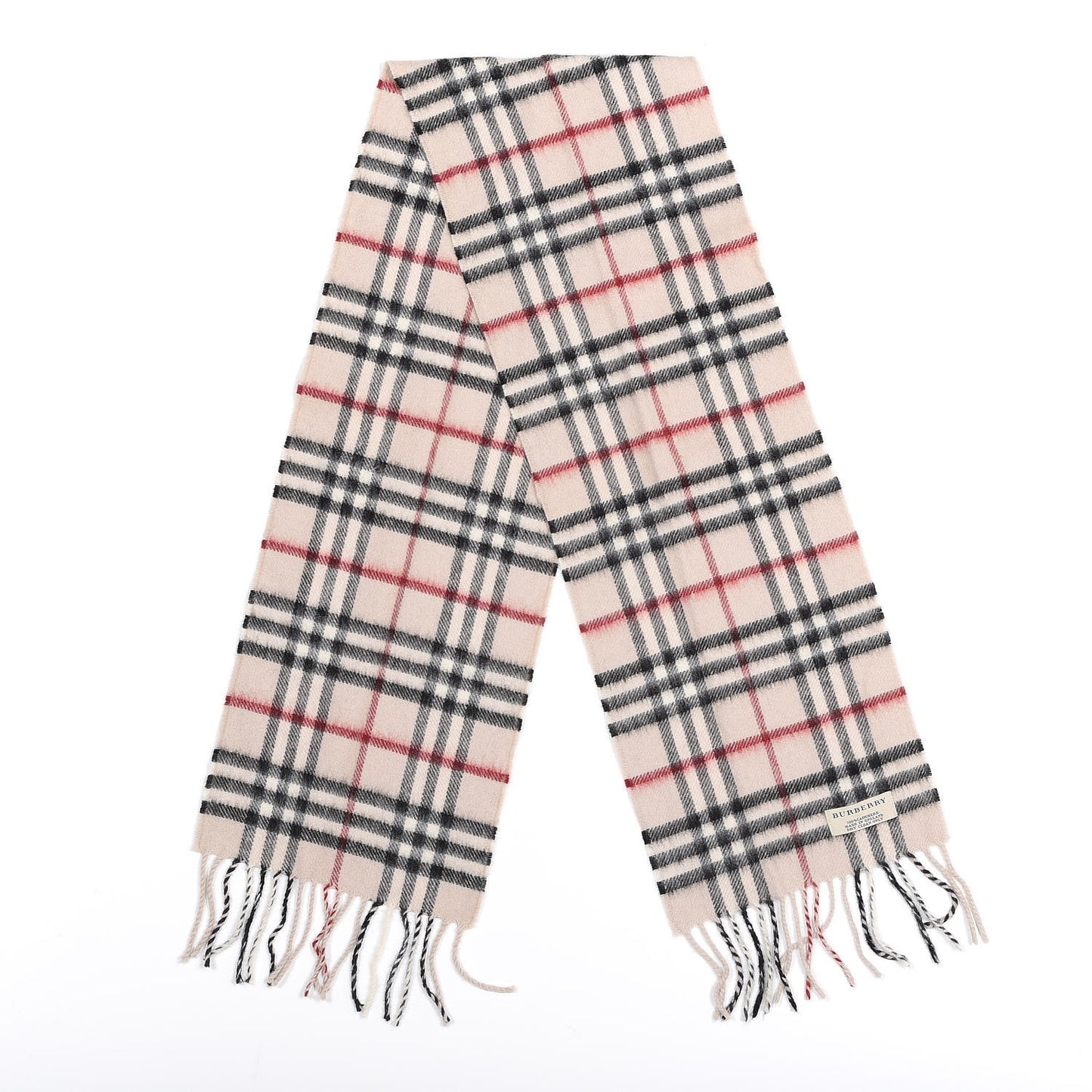 Cashmere Giant Check Skinny Scarf Archive Beige