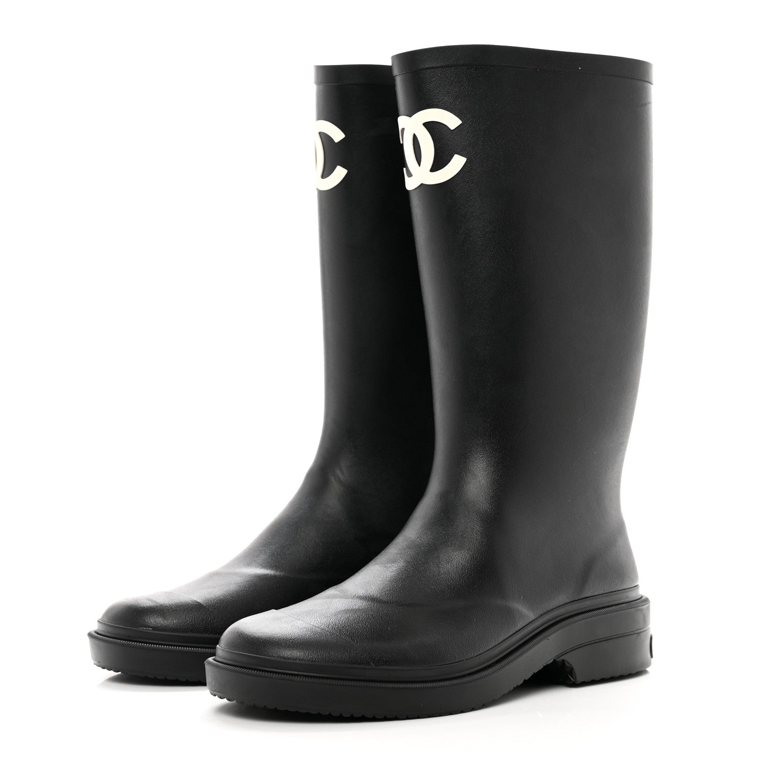Chanel Caoutchouk CC High Boots 37 Black 3 of 8