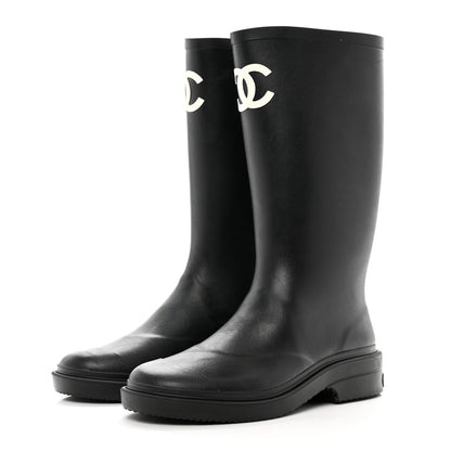 Chanel Caoutchouk CC High Boots 37 Black 3 of 8