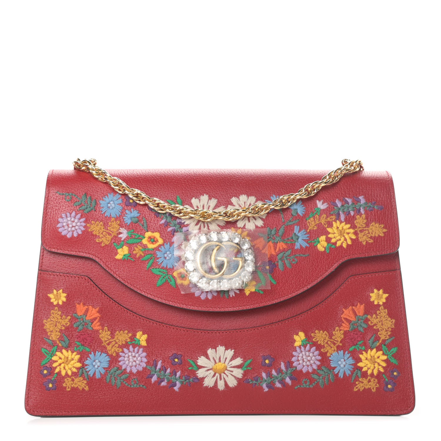Gucci Calfskin Embroidered Medium Shoulder Bag Hibiscus Red 1 of 11