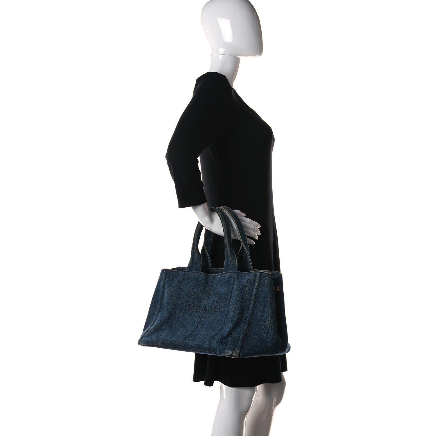 Prada Denim Logo Tote Avio 3 of 12