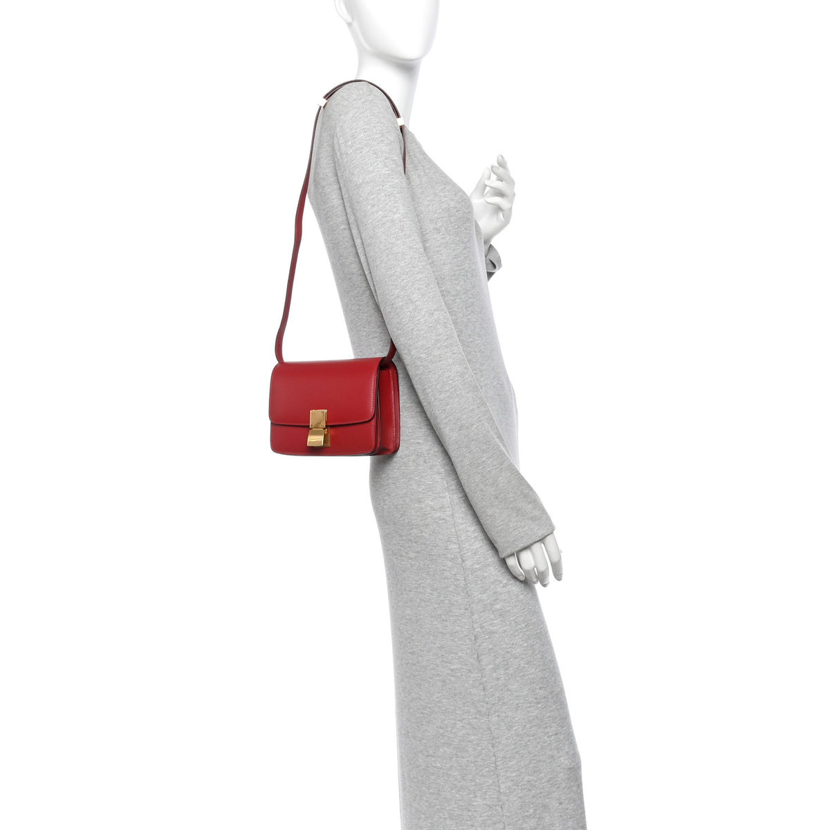 Celine Box Calfskin Small Classic Box Flap Bag Red 2 of 10