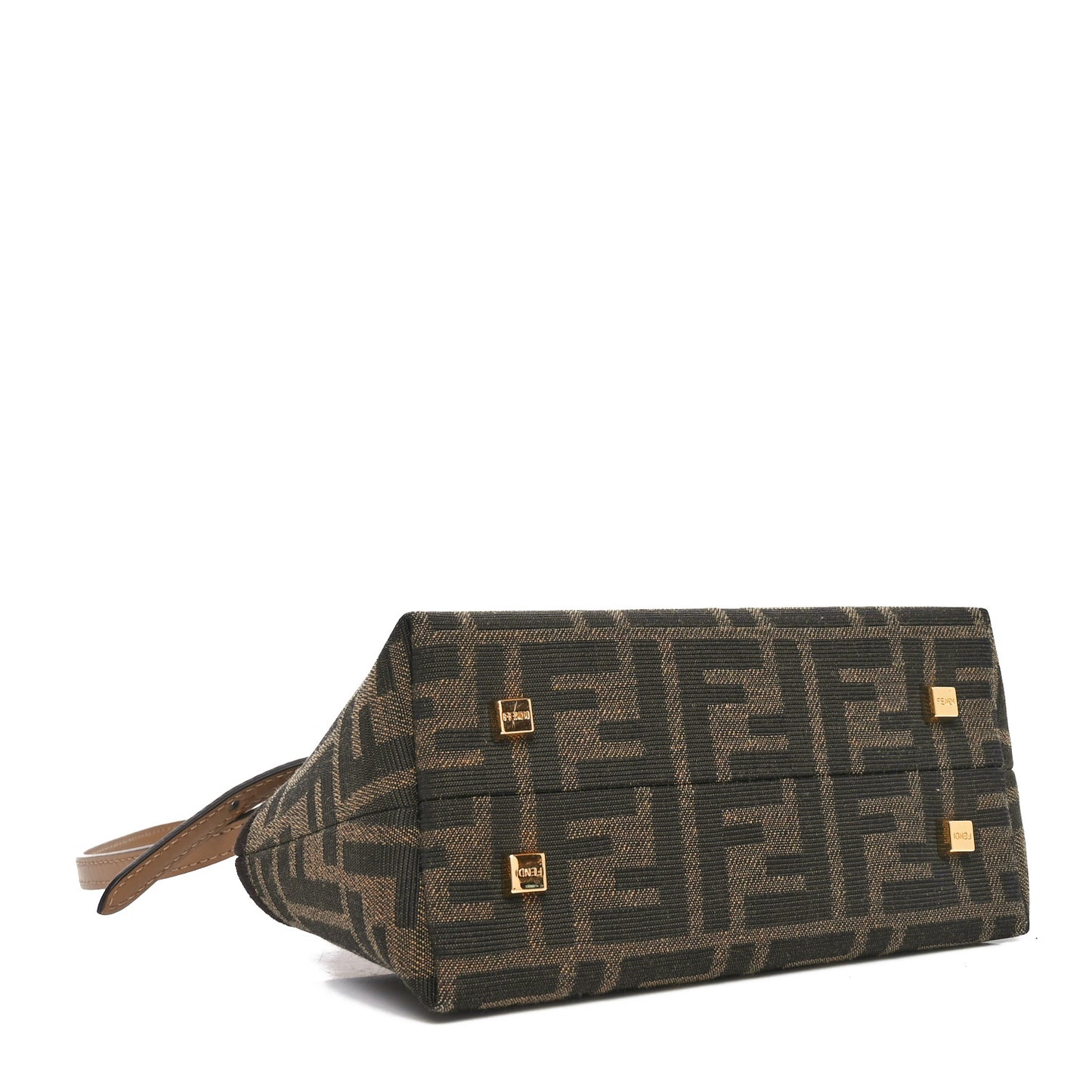 Fabric Jacquard Vitello King Plexiglass FF 1974 Logo Embroidered Mini By The Way Top Handle Boston Bag Tobacco Moro Sand