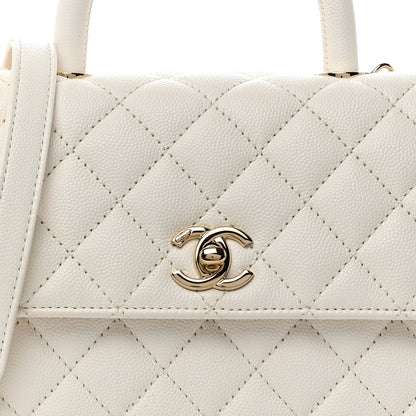 Chanel Caviar Quilted Mini Coco Handle Flap White 8 of 10