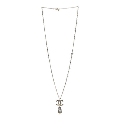 Chanel Crystal Pearl CC Perfume Bottle Necklace Pearly White Gold 2 of 5