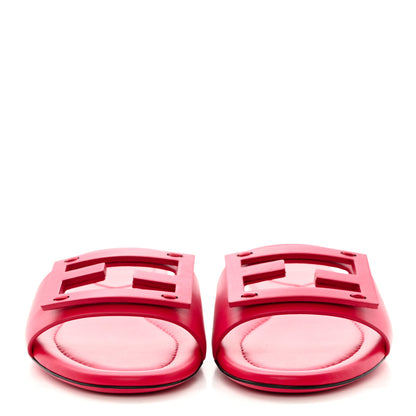 Fendi Vitello Cuoio Baguette Flat Slide Sandals 37.5 Lampone 2 of 8