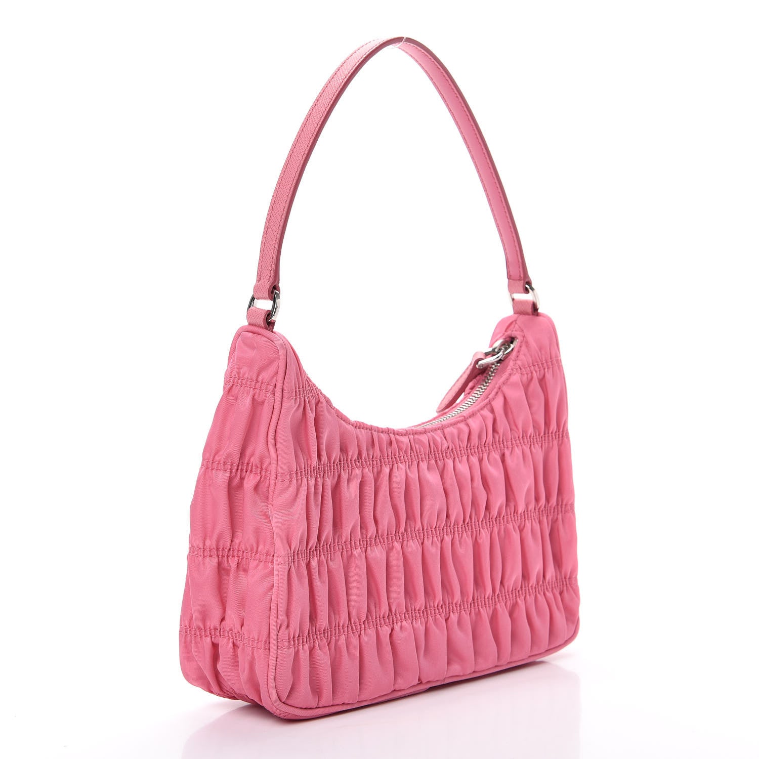 Prada Tessuto Nylon Gaufre Shoulder Bag Begonia 2 of 9