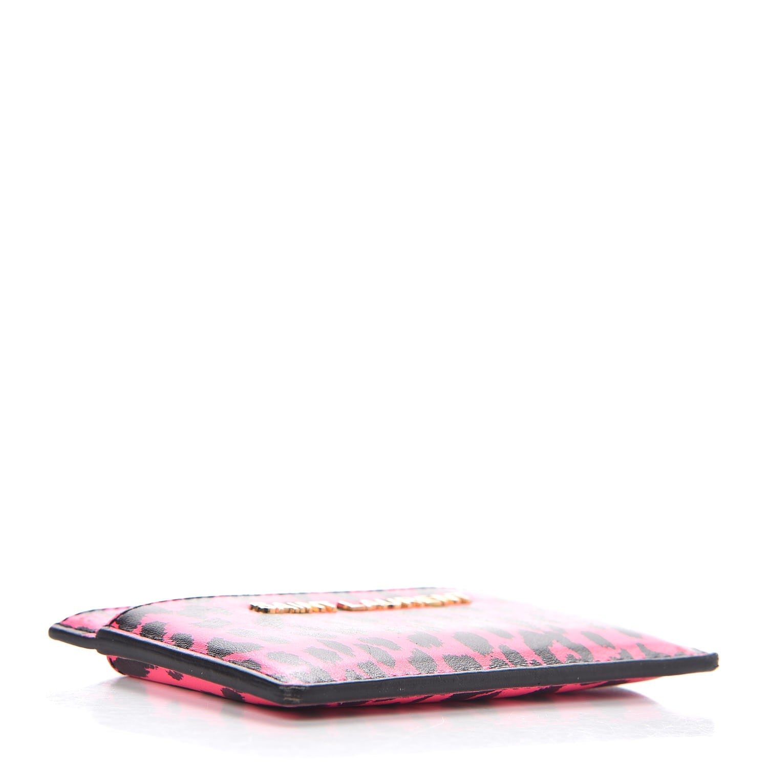 Saint Laurent Grain De Poudre Classic Letters Credit Card Case Fuchsia Black 4 of 20