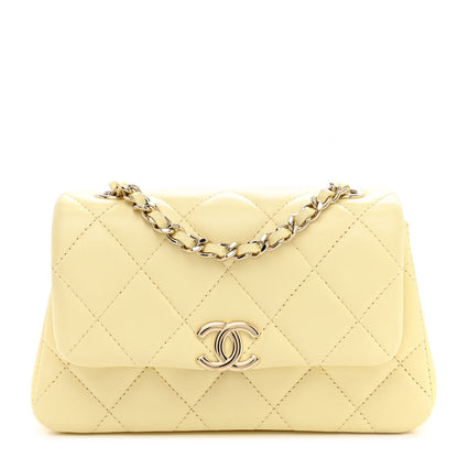 Chanel Lambskin Quilted Clutch With Chain Light Yellow 1 of 12