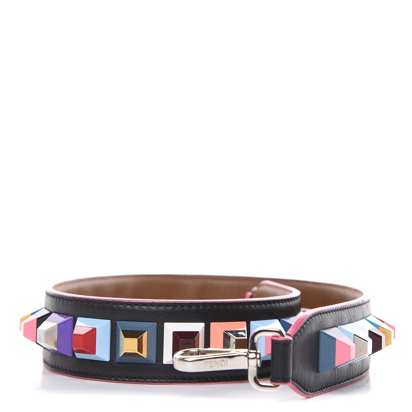 Vitello Dolce Plexiglass Bi-Color Studded Strap You Black Brownie Multicolor