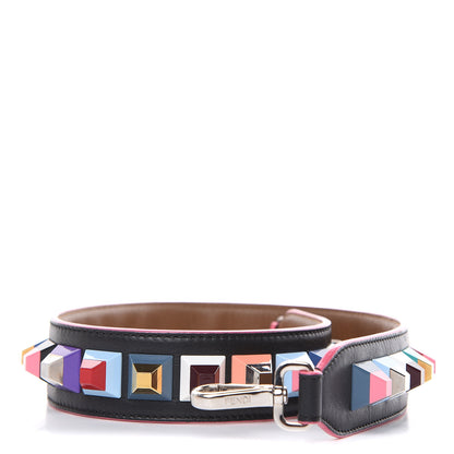 Fendi Vitello Dolce Plexiglass Bi-Color Studded Strap You Black Brownie Multicolor 1 of 4
