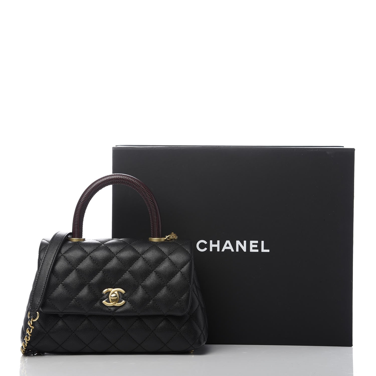Chanel Caviar Lizard Embossed Quilted Mini Coco Handle Flap Black 9 of 9