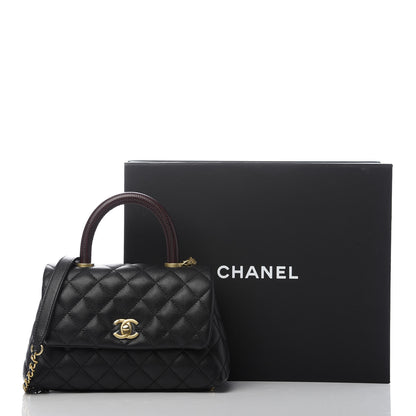 Chanel Caviar Lizard Embossed Quilted Mini Coco Handle Flap Black 9 of 9