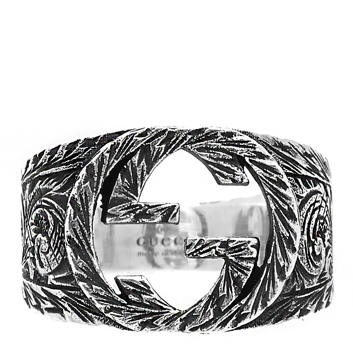 Sterling Silver Interlocking GG Signet Ring 53 6.25