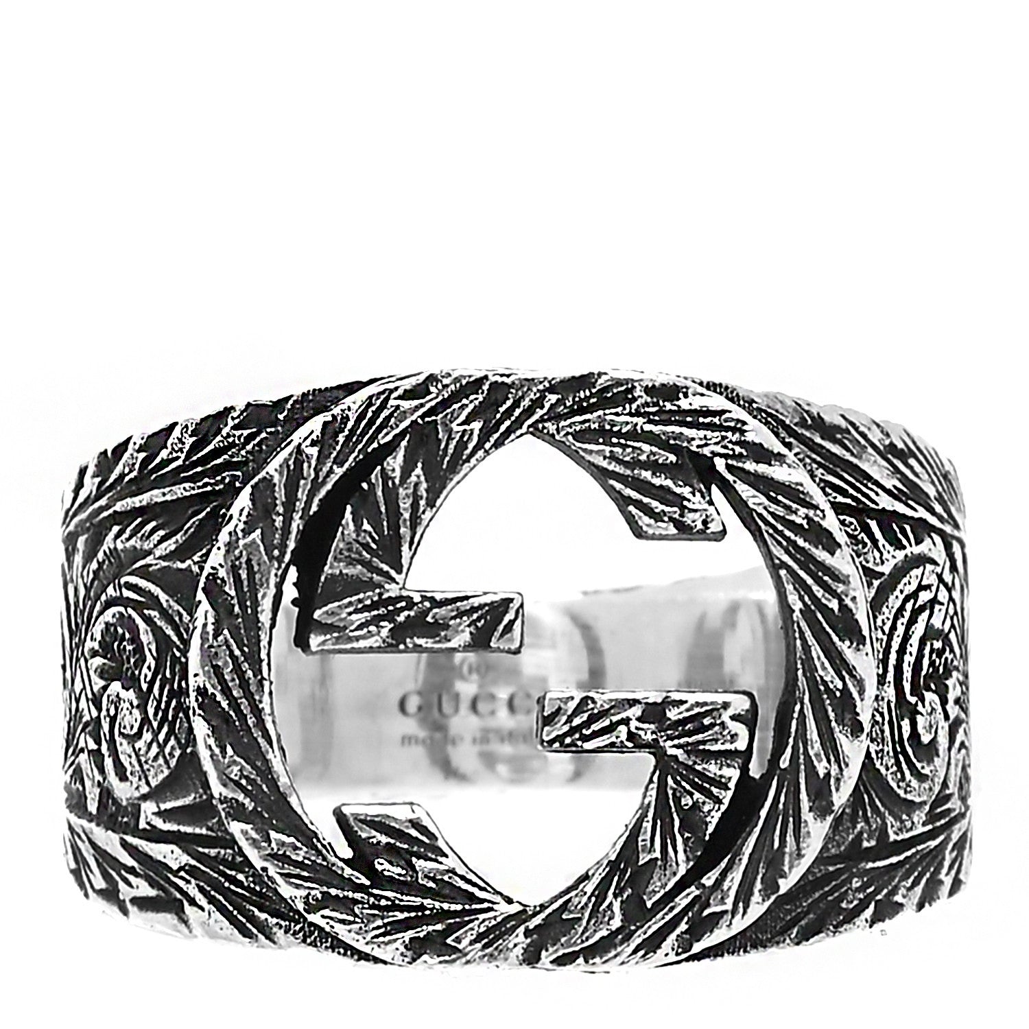 Gucci Sterling Silver Interlocking GG Signet Ring 53 6.25 1 of 5