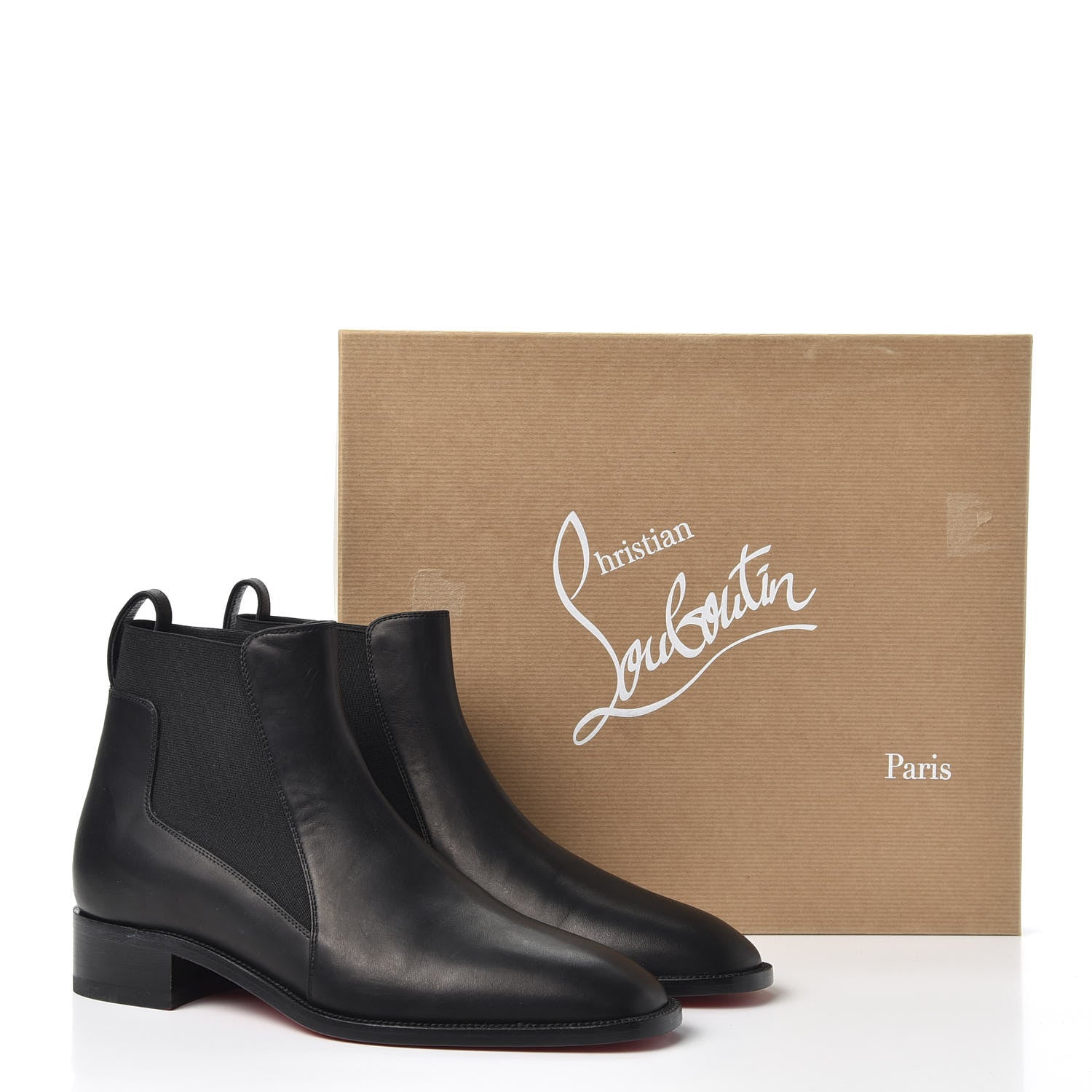 Christian Louboutin Calfskin Ingrassato Womens Marmada Flat Chelsea Boots 38 Black 9 of 9