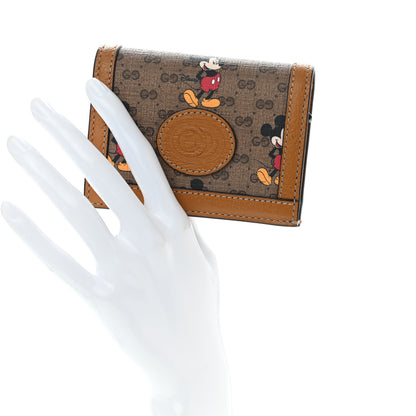 Gucci X DISNEY Mini Vintage GG Supreme Monogram Mickey Mouse Card Holder Wallet Beige Vintage Sun Oil 2 of 9