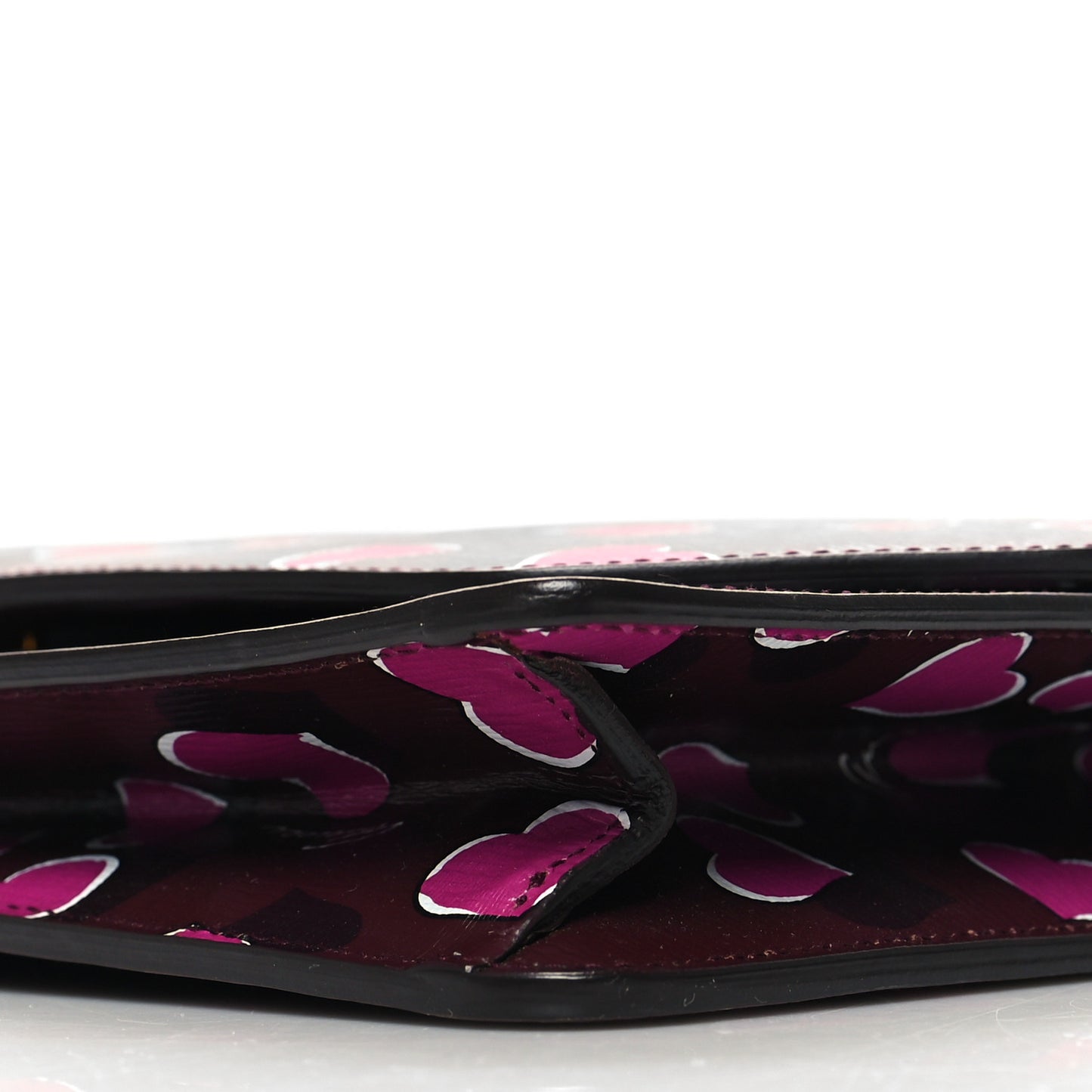 Textured Calfskin Heartbeat Print Clutch New Wine