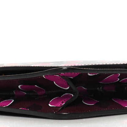 Gucci Textured Calfskin Heartbeat Print Clutch New Wine 10 of 10