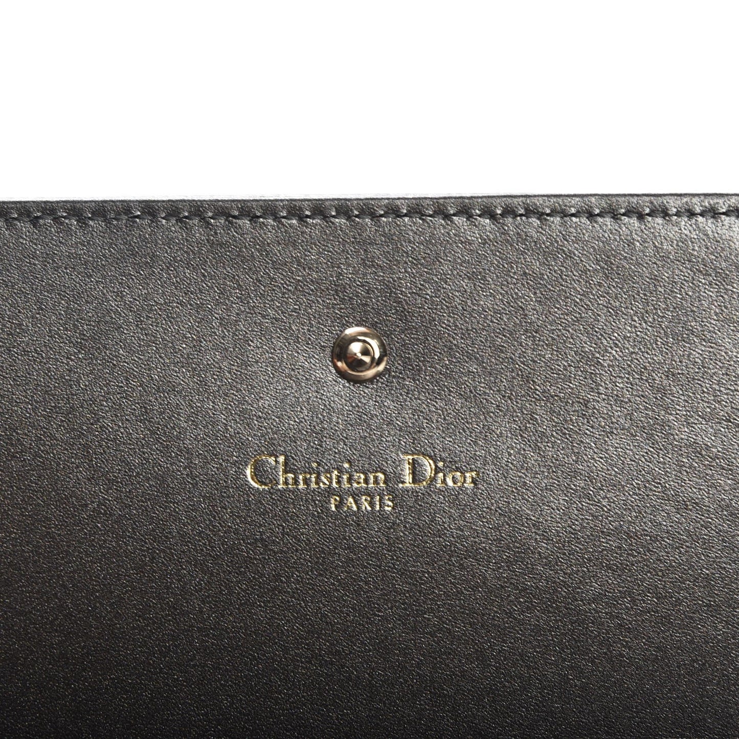 Metallic Grained Calfskin Diorama Croisiere Chain Wallet Gunmetal Grey
