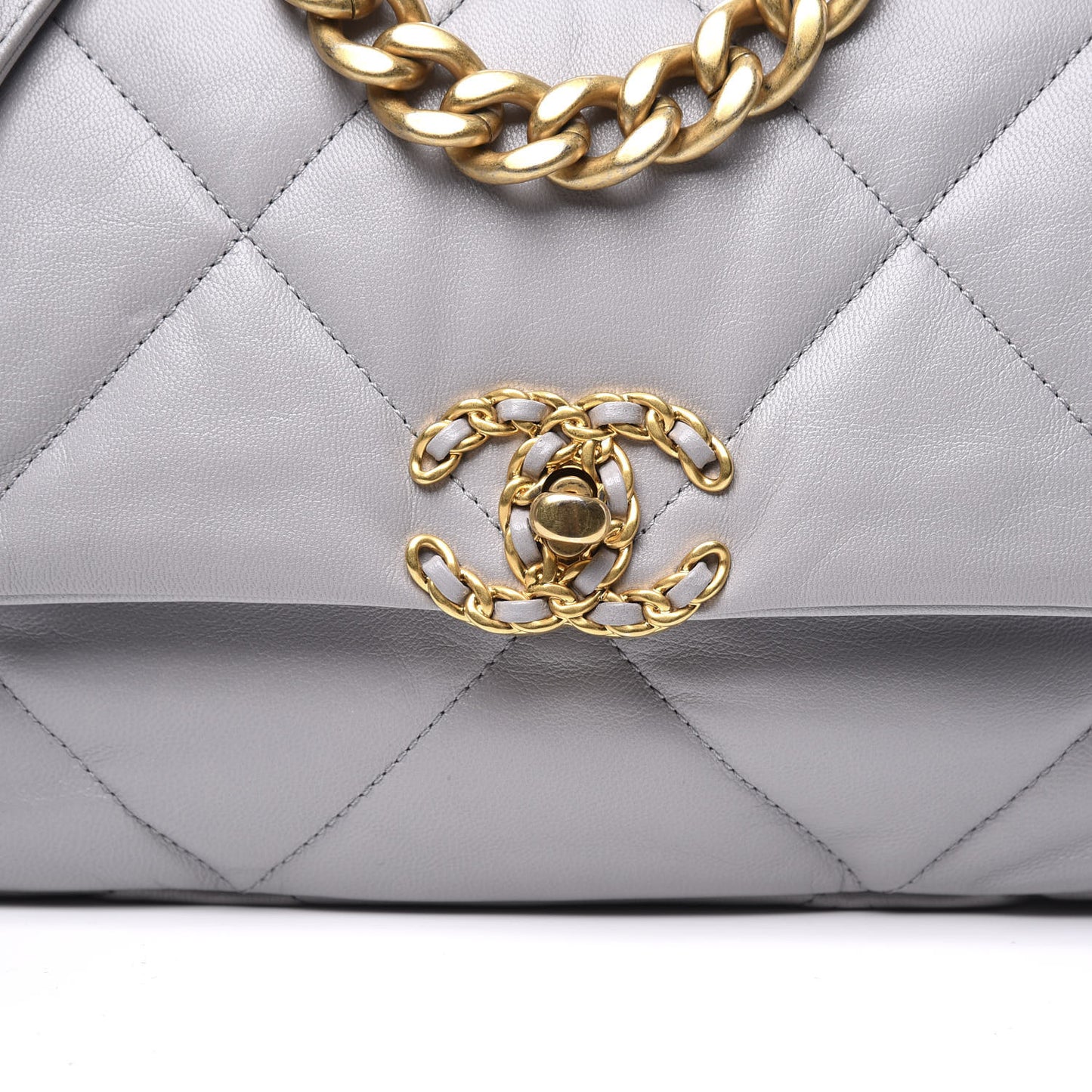 Goatskin Quilted Medium 19 Flap Grey
