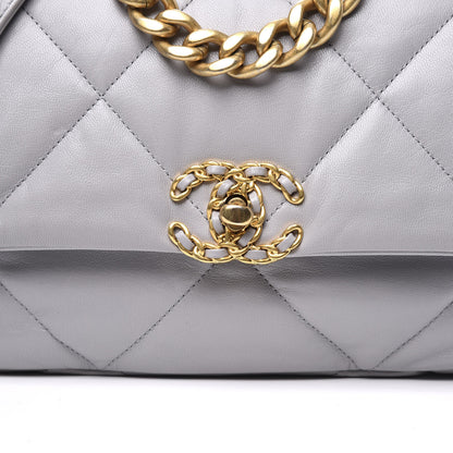 Chanel Goatskin Quilted Medium 19 Flap Grey 9 of 10