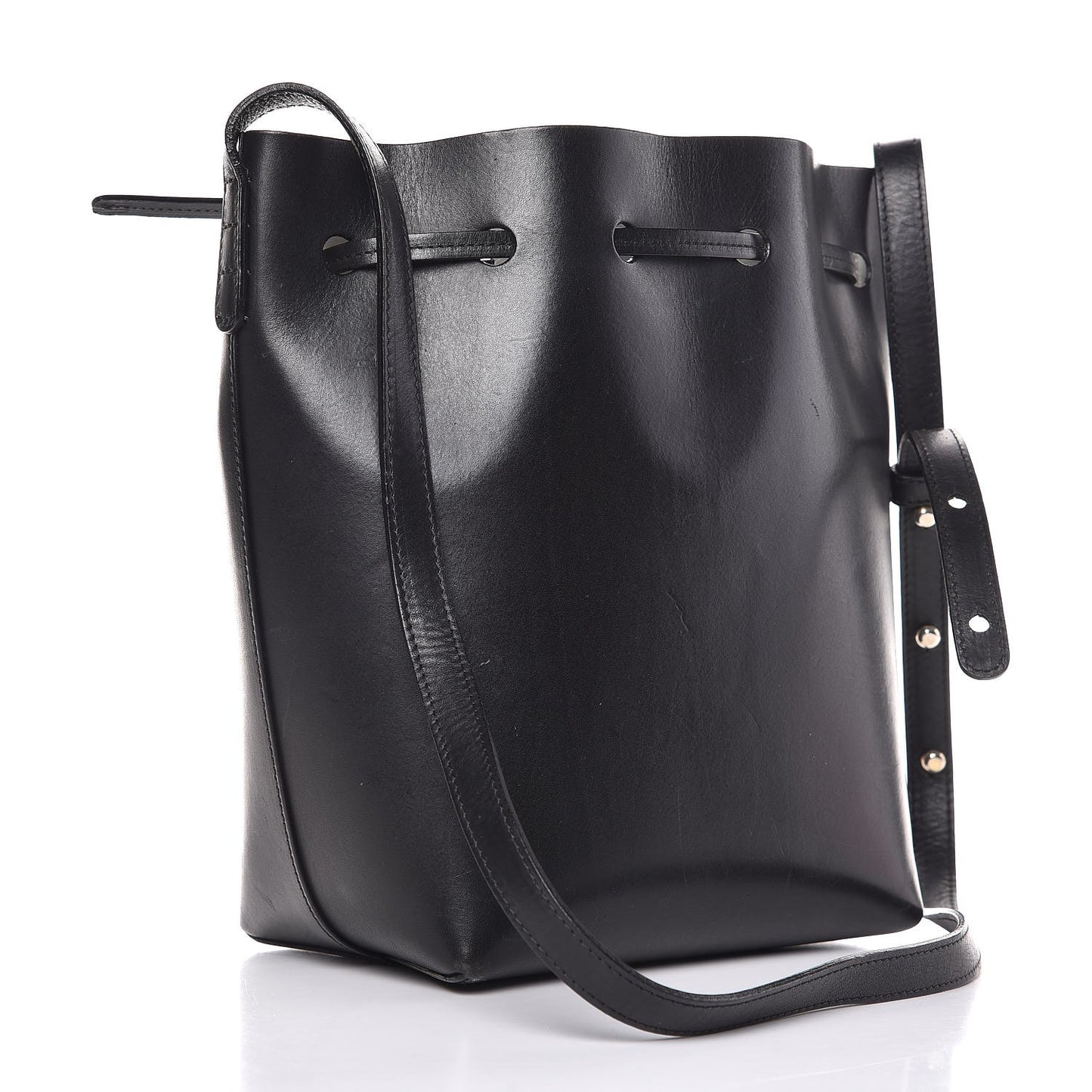 Calfskin Mini Bucket Bag Black Argento