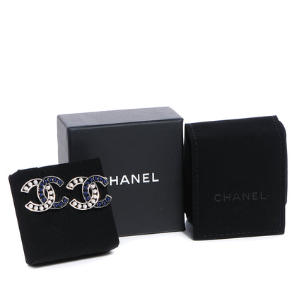 Chanel Pearl Beaded CC Earrings Silver White Blue 5 of 5